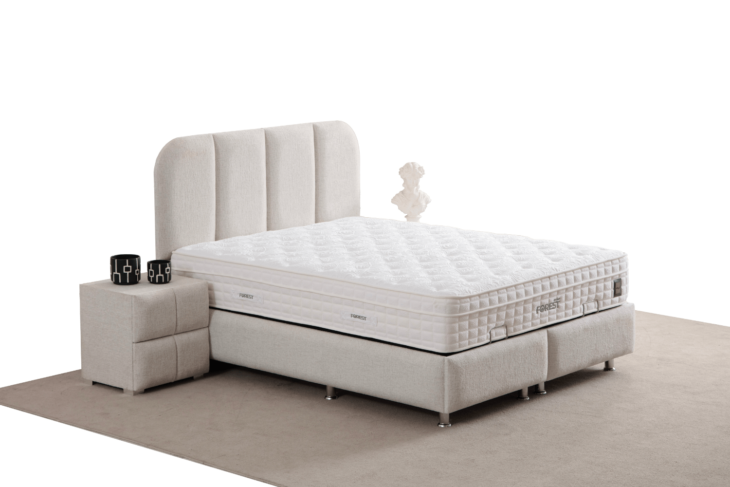 Lit Coffre ELEN Chenille Blanc Cassé