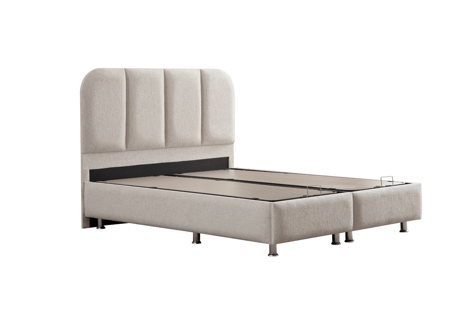 Lit Coffre ELEN Chenille Blanc Cassé