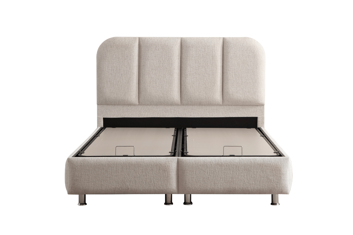 Lit Coffre ELEN Chenille Blanc Cassé