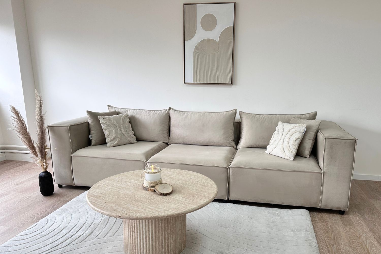 Canapé Elégance Velours Modulable 3+1 Pouf