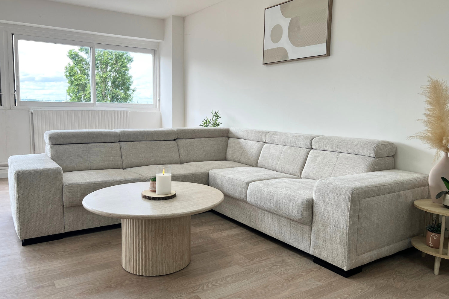 Canapé Karola Convertible Tissu Marbella Crème