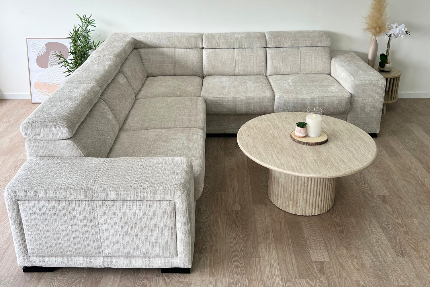 Canapé Karola Convertible Tissu Marbella Crème