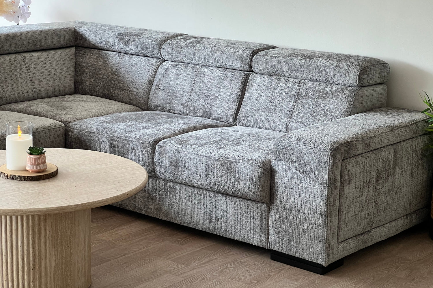 Canapé Karola Convertible Tissu Marbella Gris Anthracite