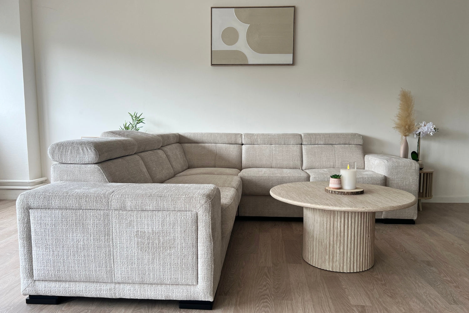 Canapé Karola Convertible Tissu Marbella Crème