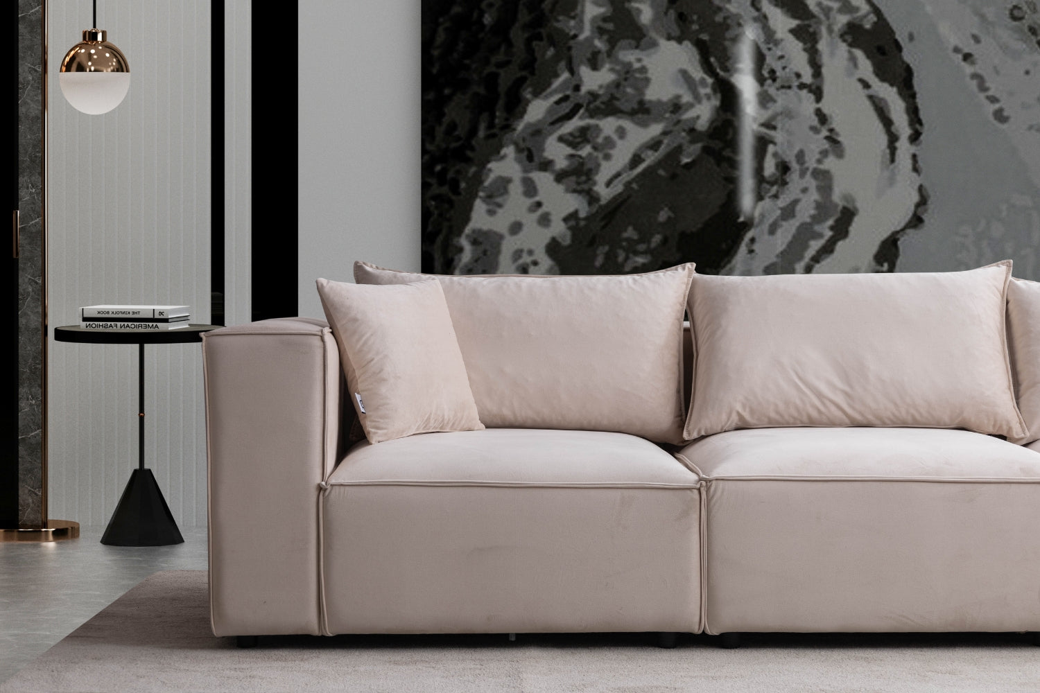 Canapé Elégance Velours Modulable 4+1 Pouf