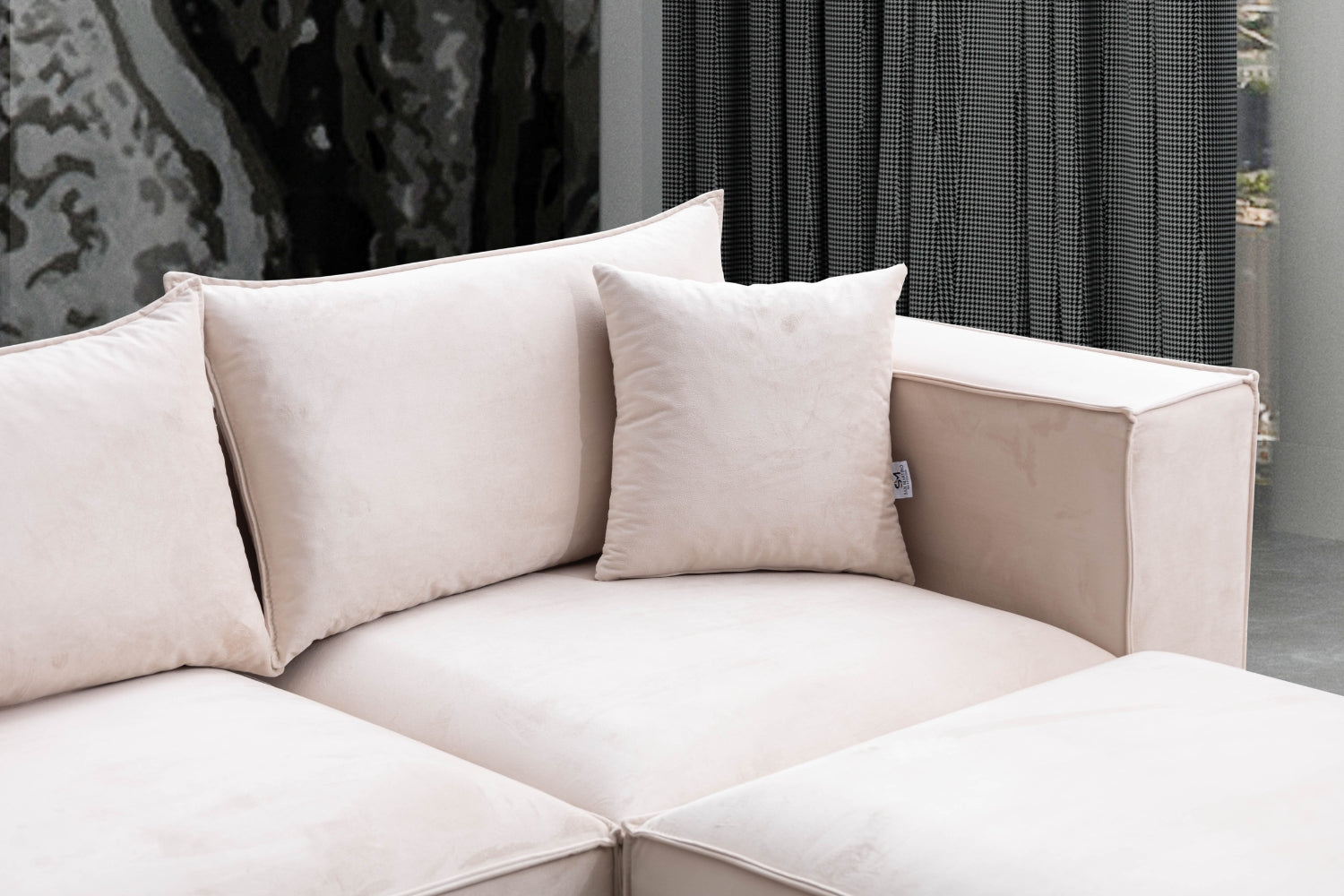 Canapé Elégance Velours Modulable 4+1 Pouf