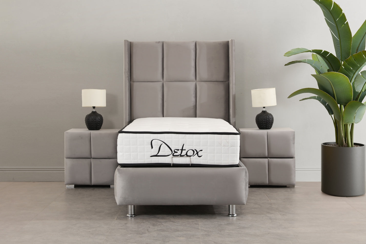 Lit Coffre Enfant RIO Velours Gris