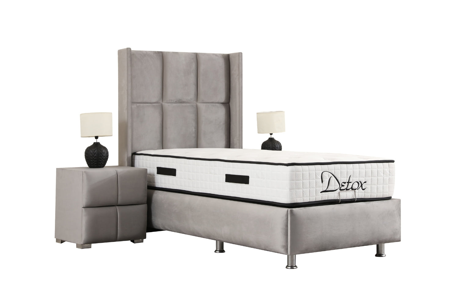 Lit Coffre Enfant RIO Velours Gris