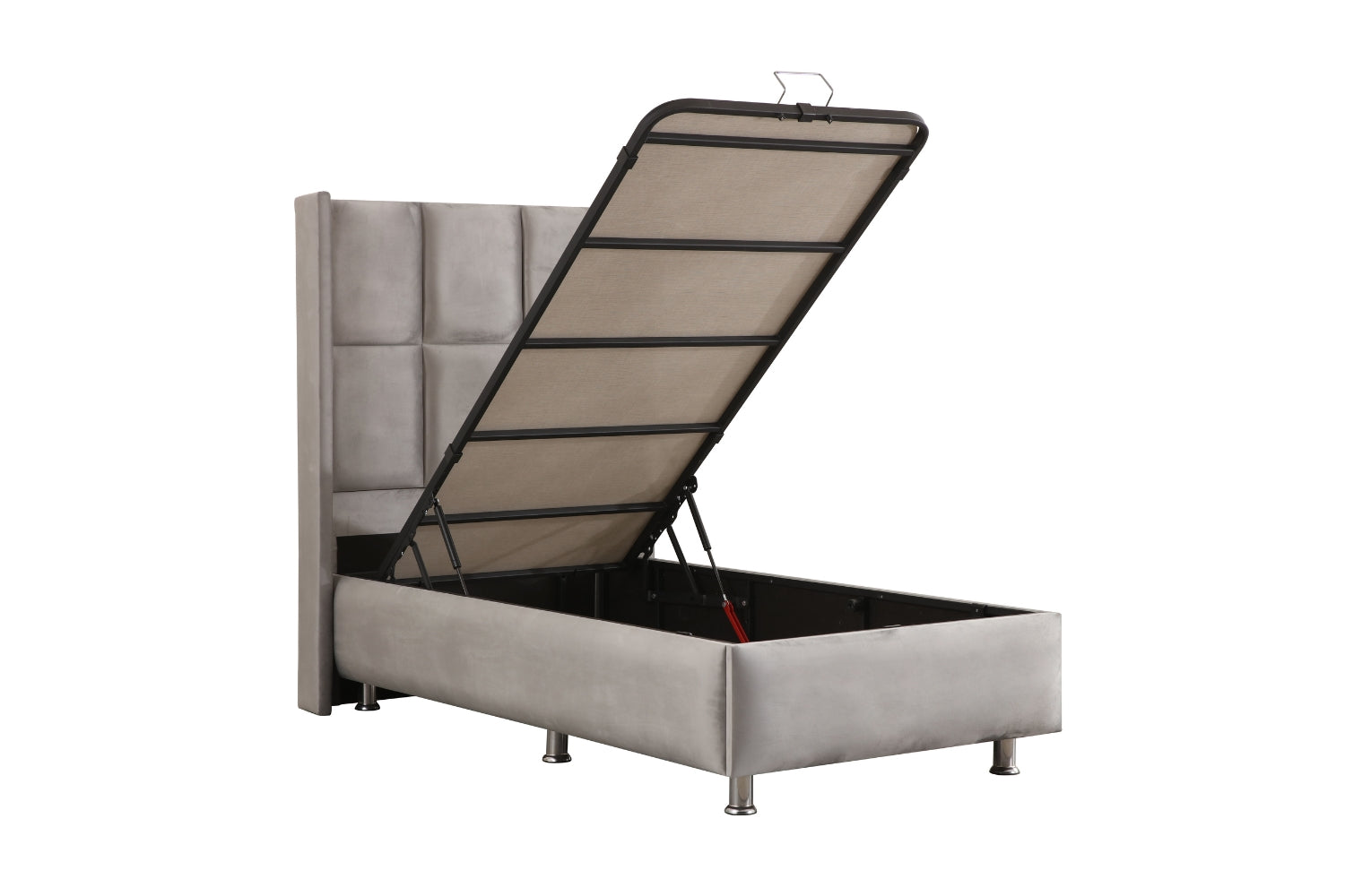 Lit Coffre Enfant RIO Velours Gris