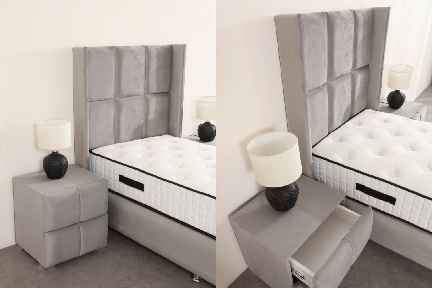 Lit Coffre Enfant RIO Velours Gris