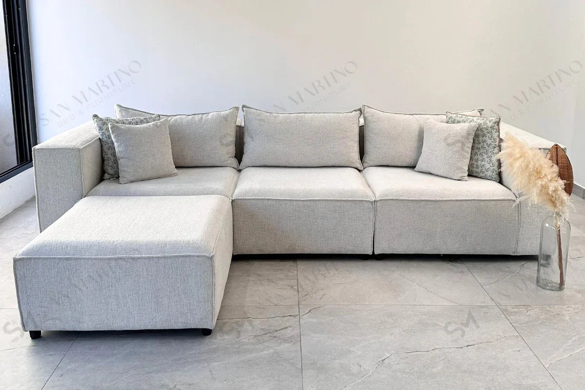 Canapé Elégance Modulable Chenille 3+1 Pouf