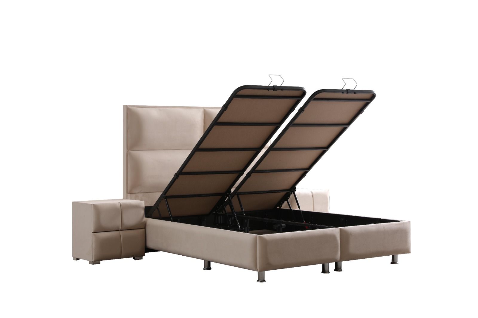 Lit Coffre SIDNEY Velours Beige