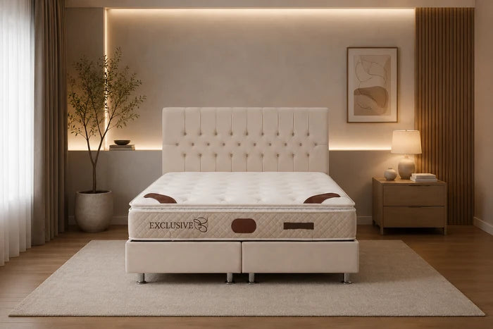 Lit Coffre HUGO Velours Beige