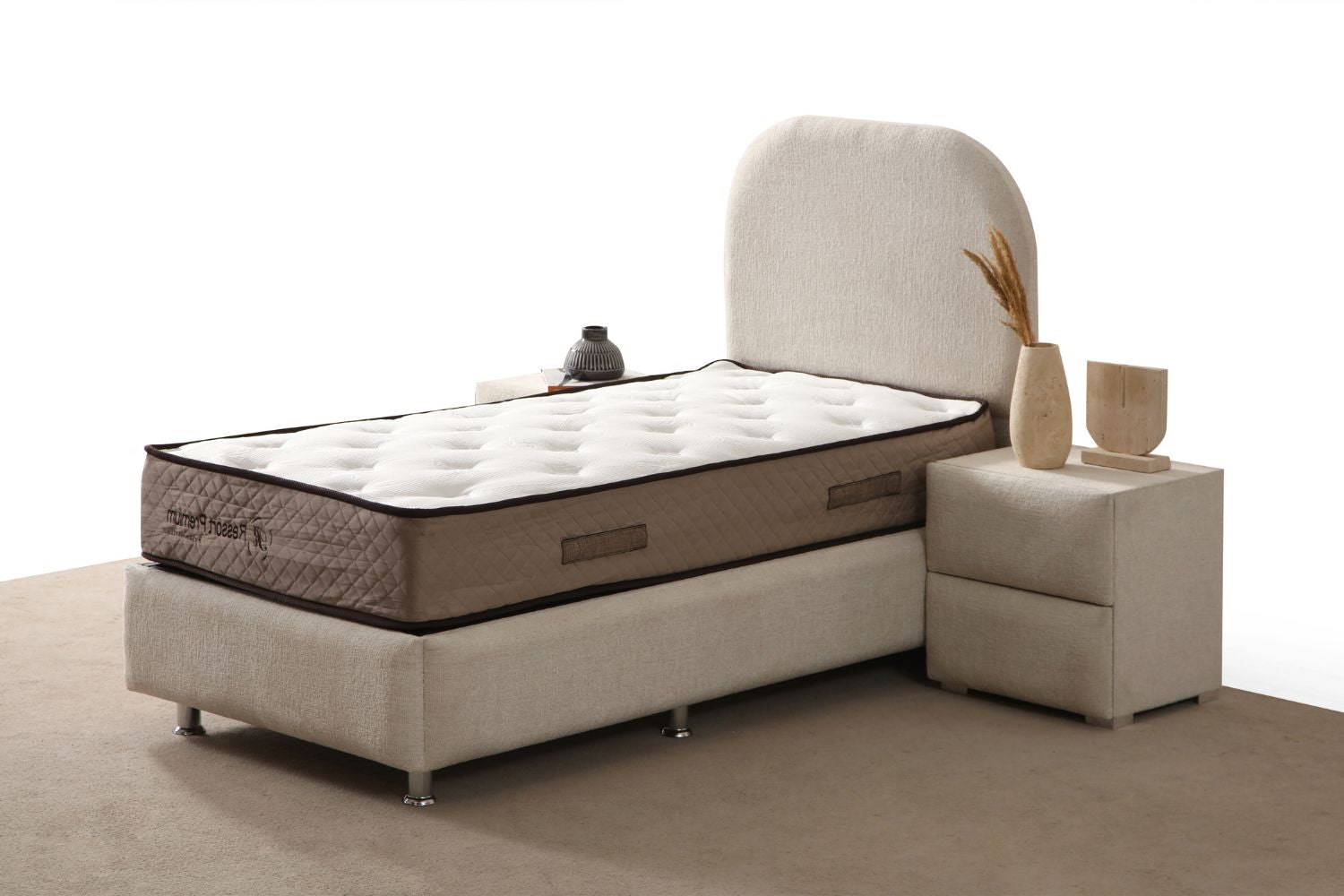 Lit Coffre Enfant JADE Chenille Blanc Cassé