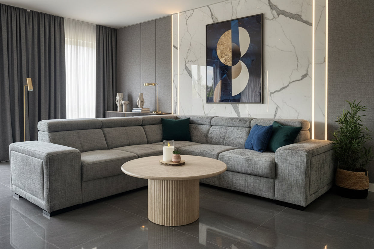 Canapé Karola Convertible Tissu Marbella Gris Anthracite