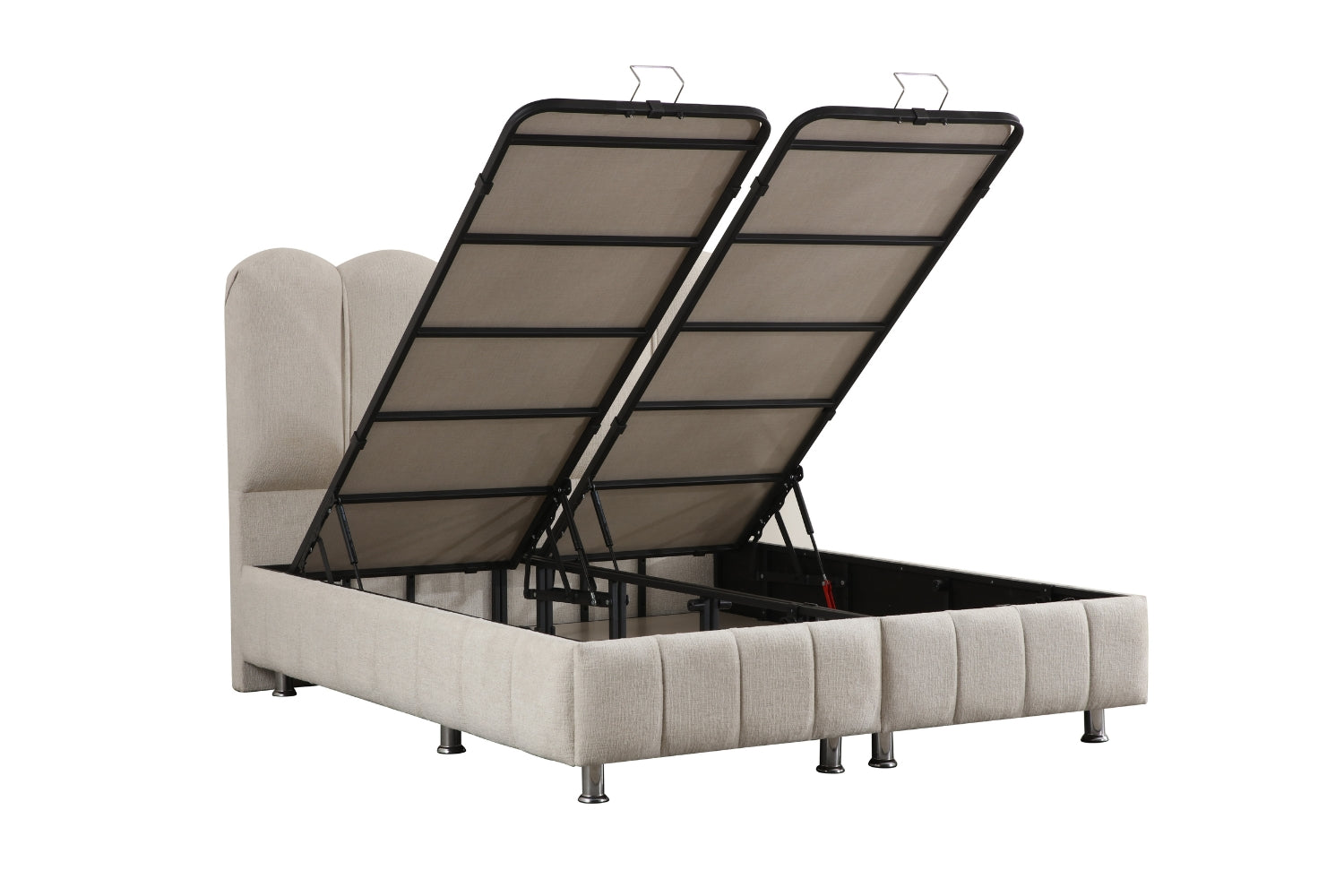 Lit Coffre EVA Chenille Blanc Cassé