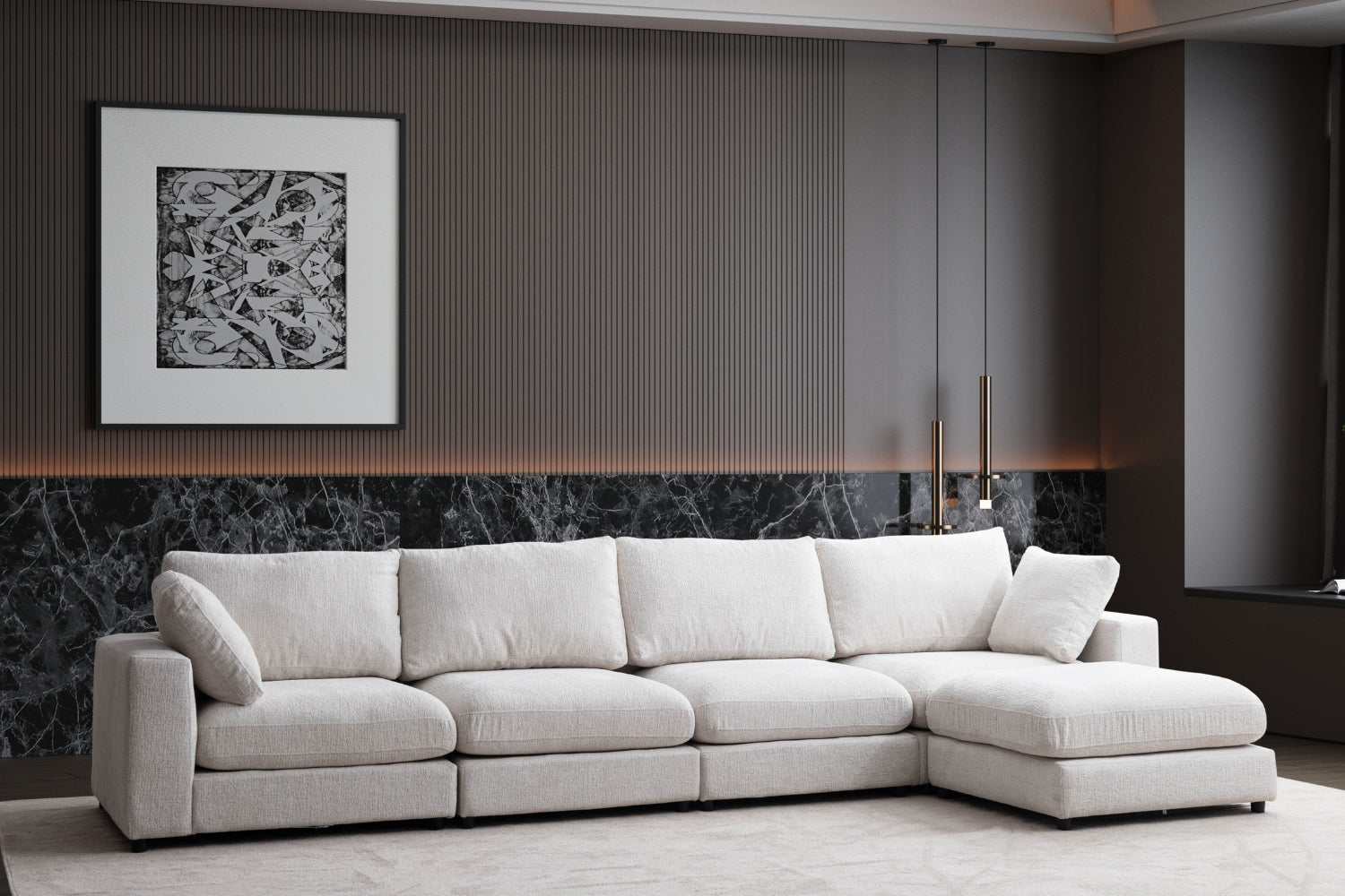 Canapé Julia Modulable Chenille  4+1 Pouf