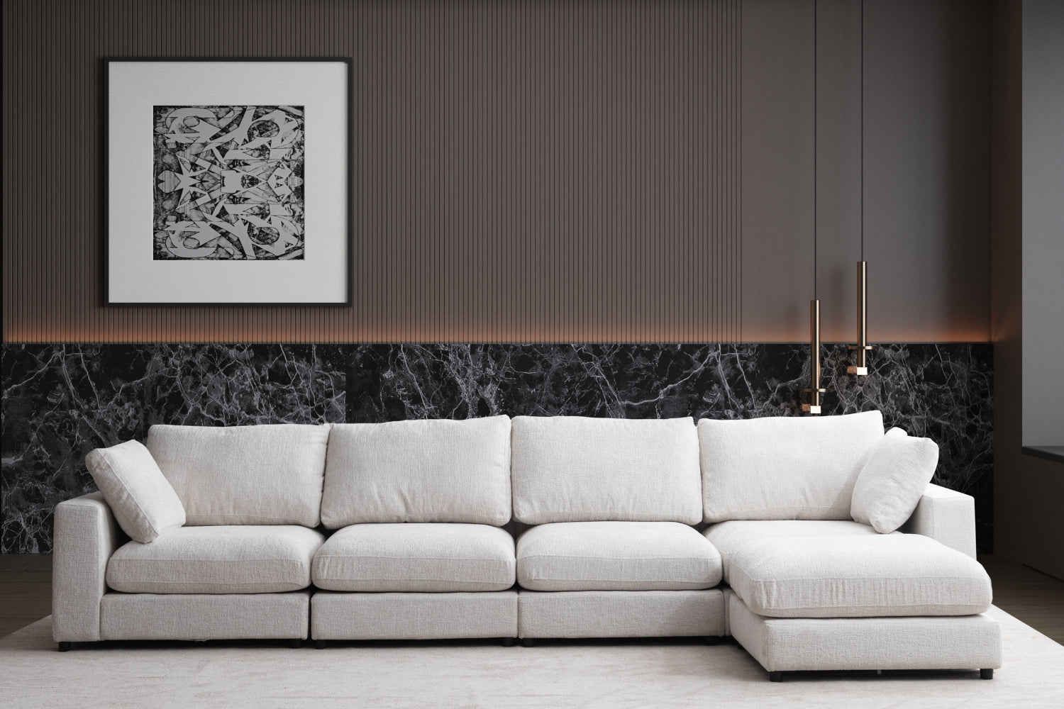 Canapé Julia Modulable Chenille  4+1 Pouf