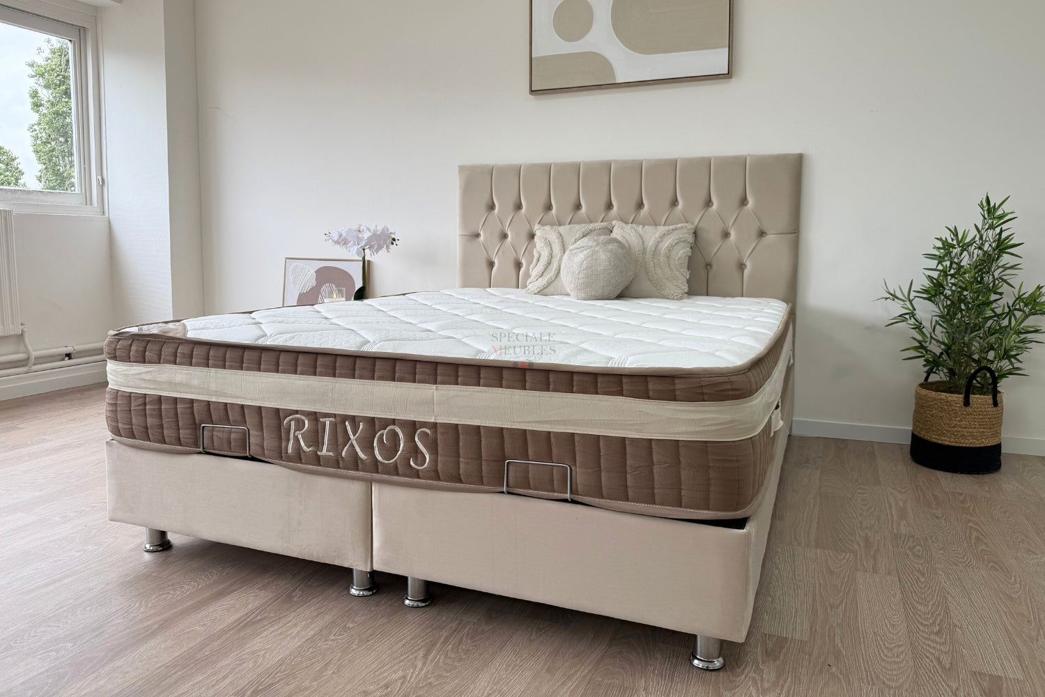 Lit Coffre HUGO Velours Beige