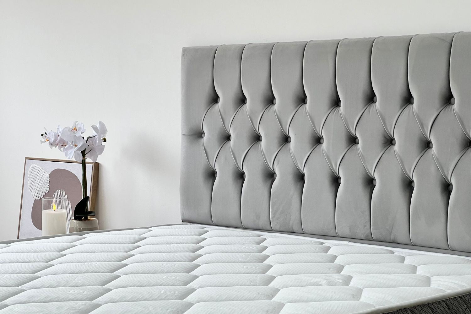 Lit Coffre HUGO Velours Gris