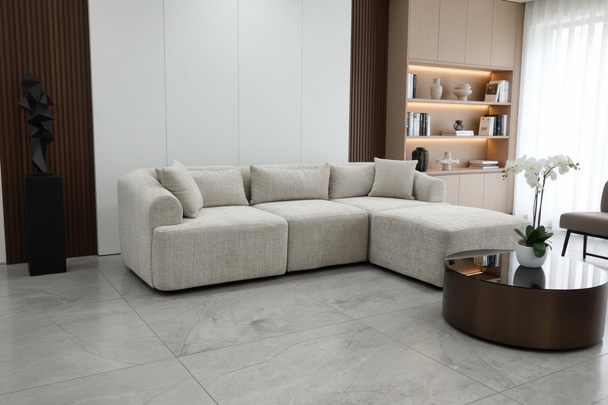 Canapé Mila Modulable Tissu Marbella Crème