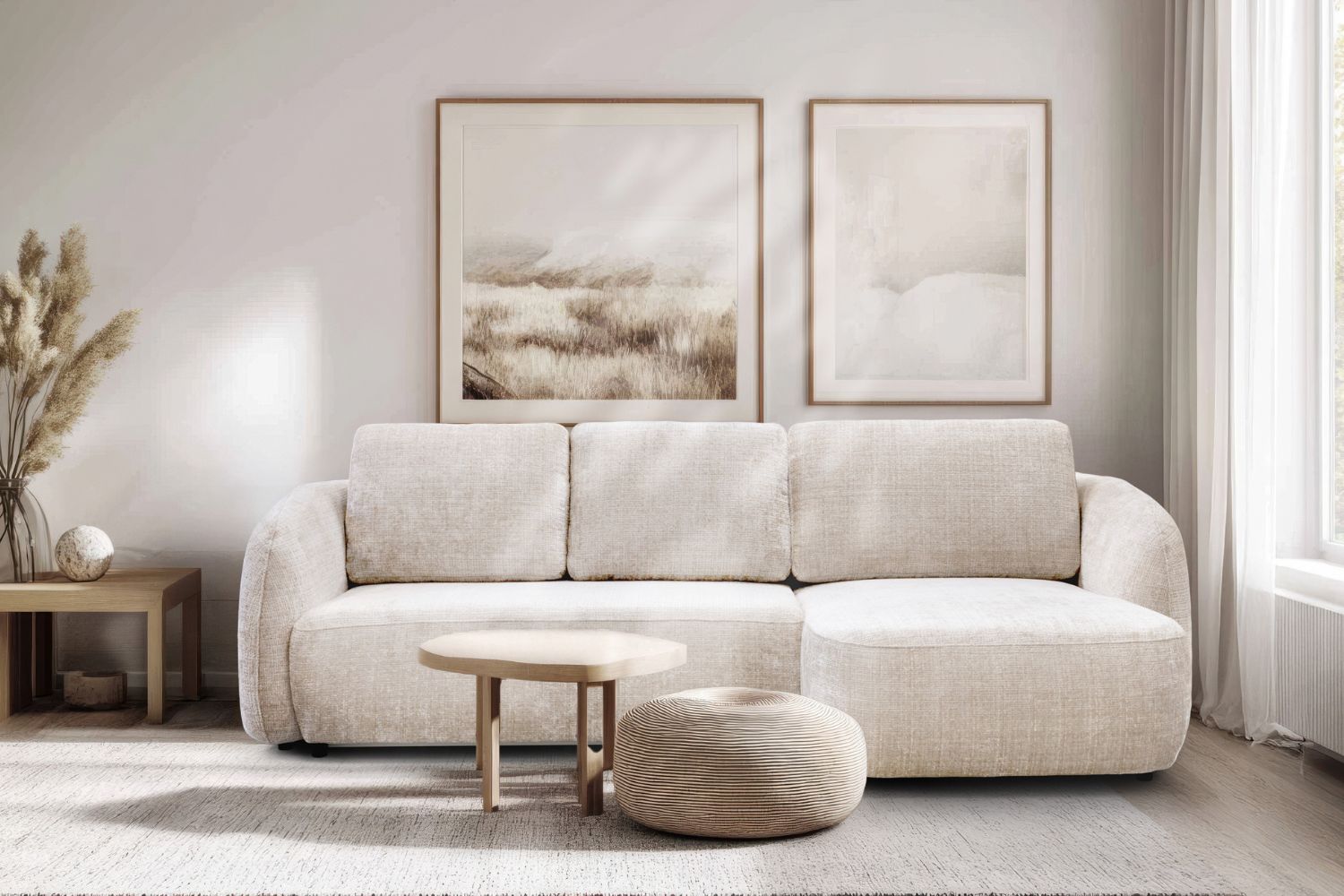 Canapé D'angle convertible Porto Marbella Blanc Cassé