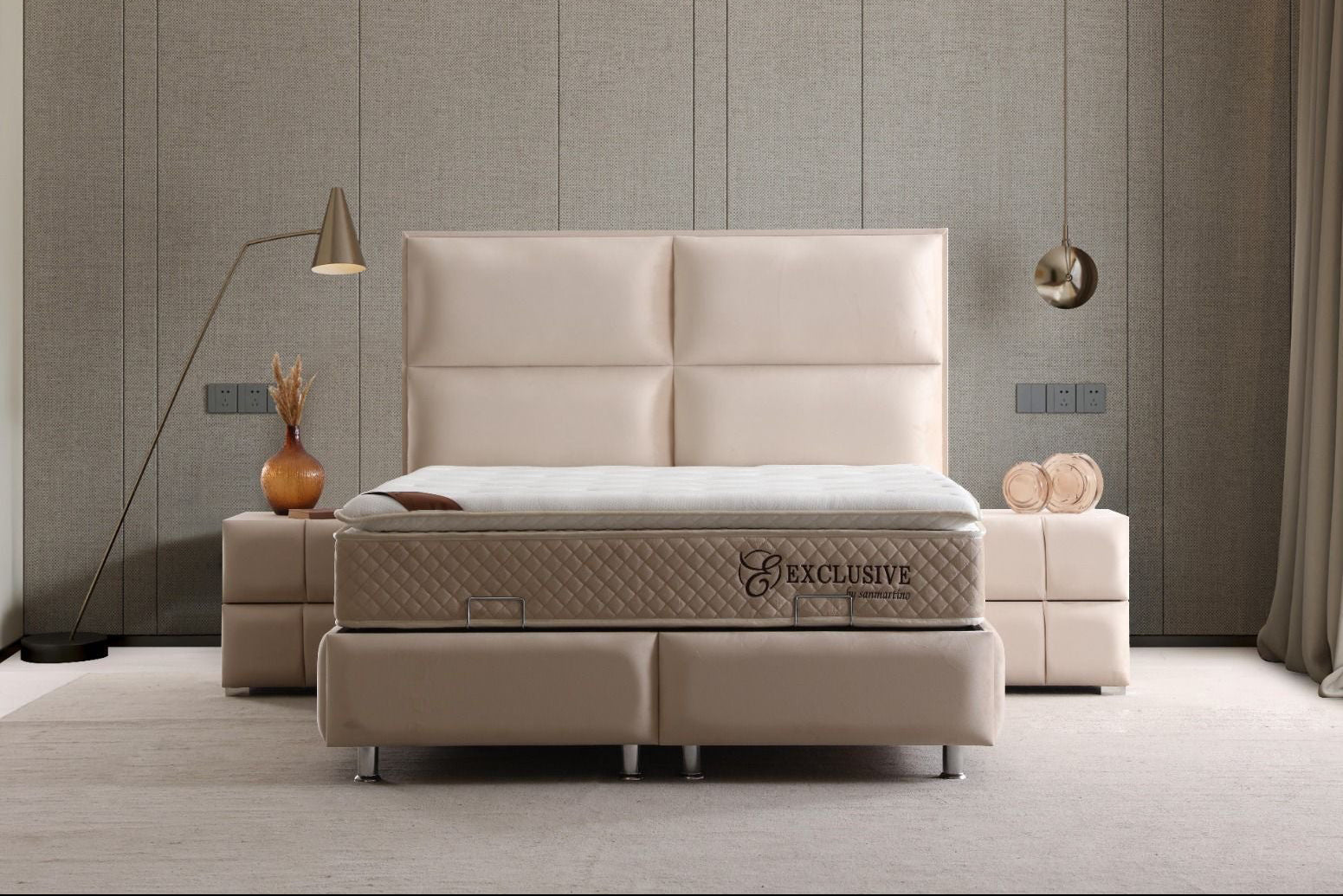 Lit Coffre SIDNEY Velours Beige